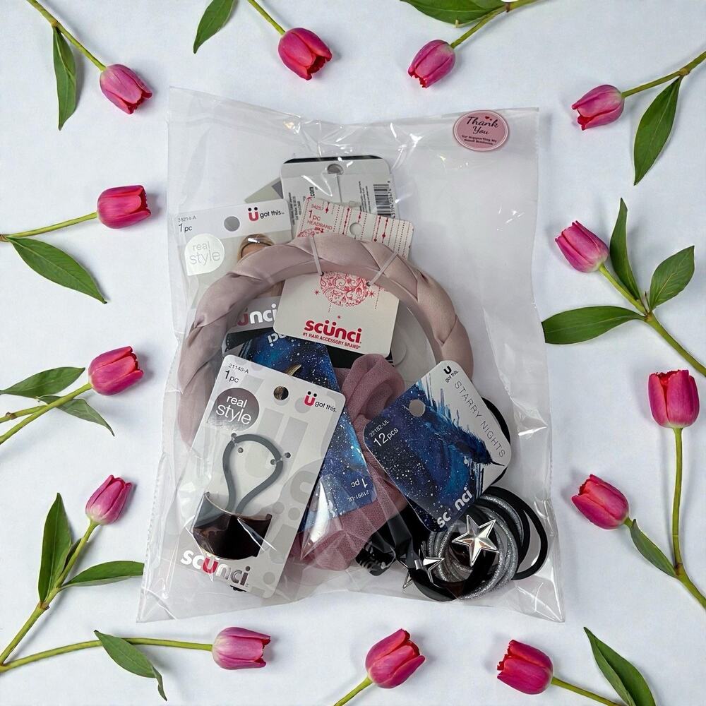 Hair Accessories Lot Satin Braided Beaded Headbands Scrunchie Elastics Clip